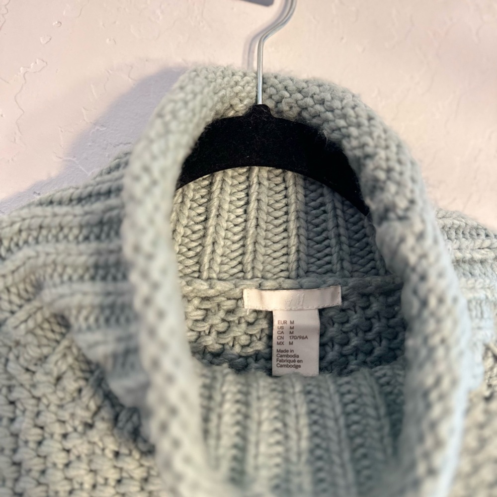 H&M Soft Knit Turtleneck Sweater in Light Blue